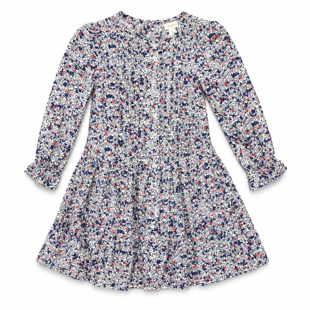 Busy Bees Poppy Drop Waist Dress Girls 3 Floral 100% Cotton Boutique Preppy